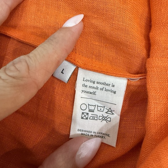 Sleeper Rumba Linen Lounge Suit Bright Orange Long Sleeve Matching Set Large - Picture 16 of 16